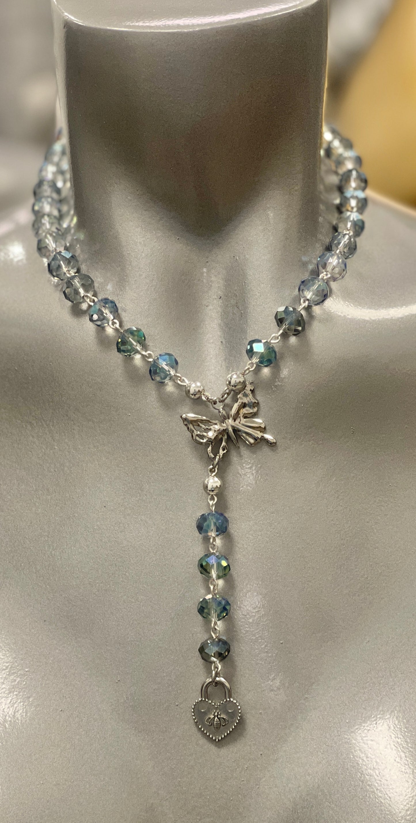 “Papillon Bleu” Crystal Necklace