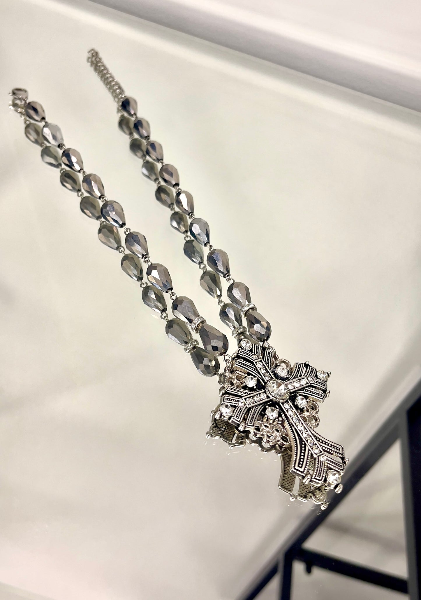 “Shed A Tear” Deluxe Crystal Cross Choker
