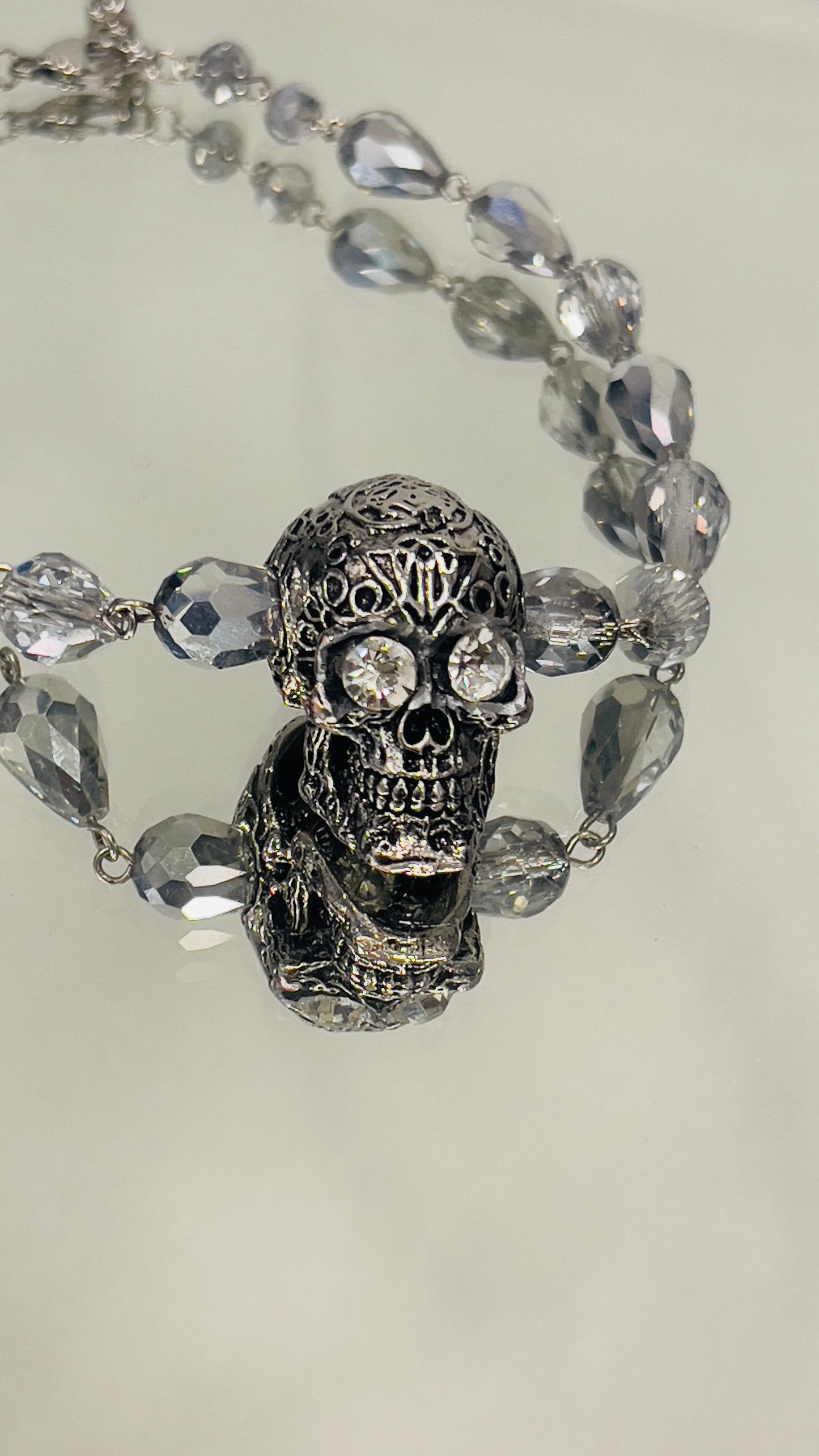 Teardrop Crystal Skull Choker
