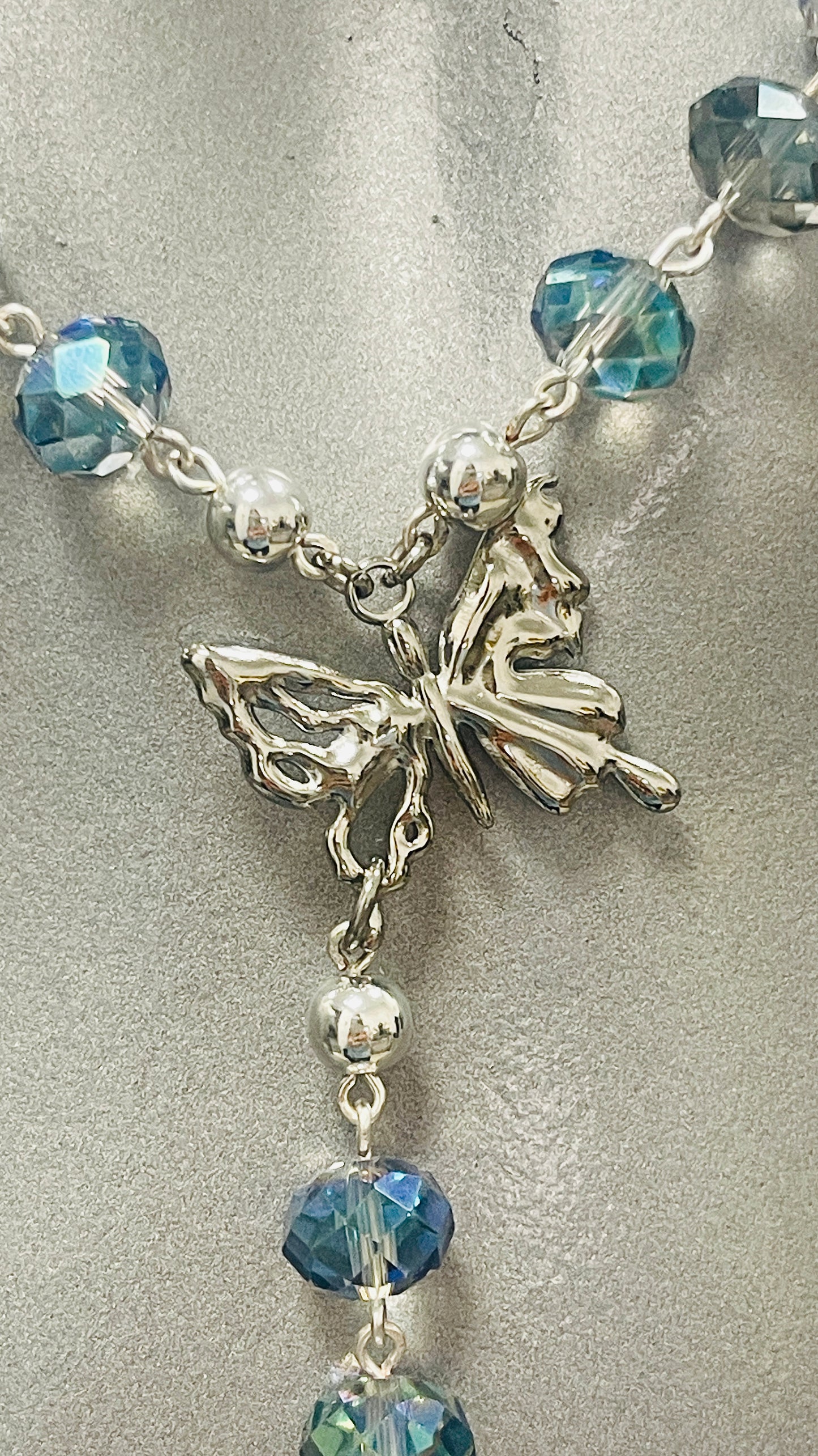 “Papillon Bleu” Crystal Necklace