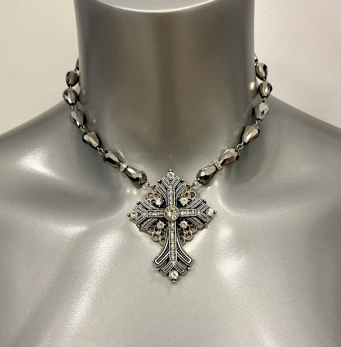 “Shed A Tear” Deluxe Crystal Cross Choker