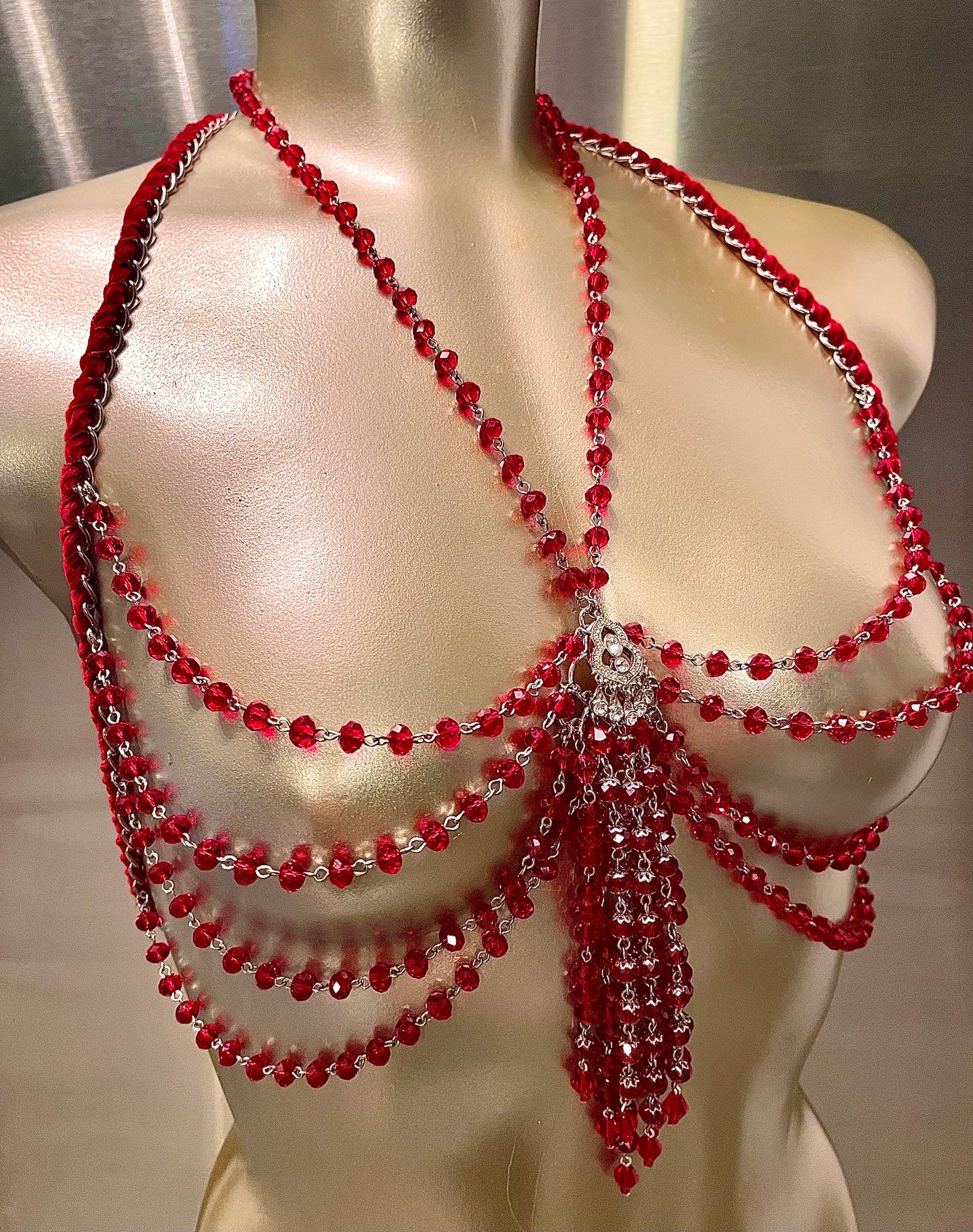 “Lady Red Light” Crystal Bralette