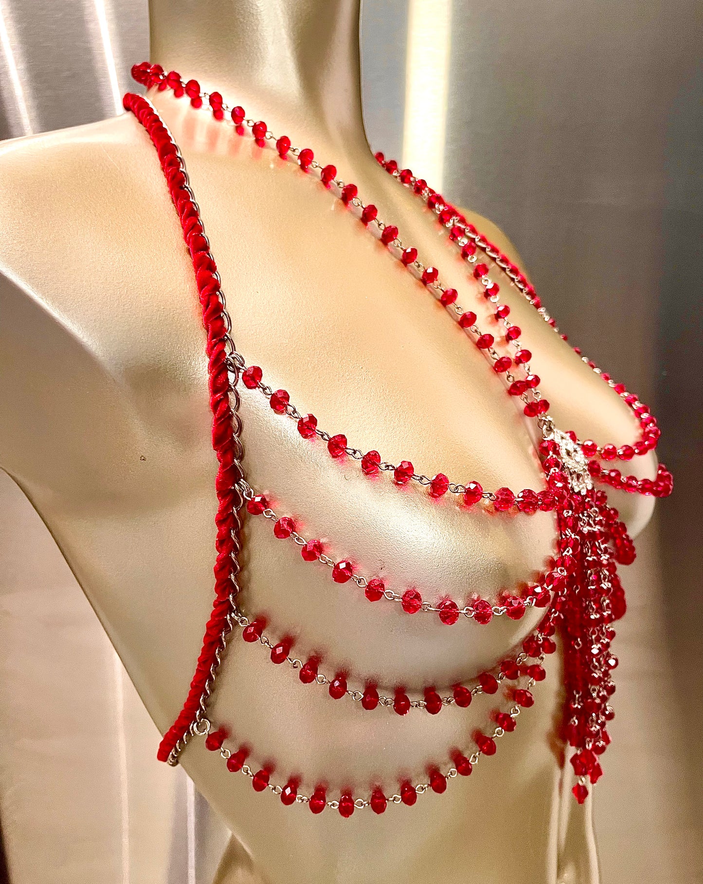 “Lady Red Light” Crystal Bralette