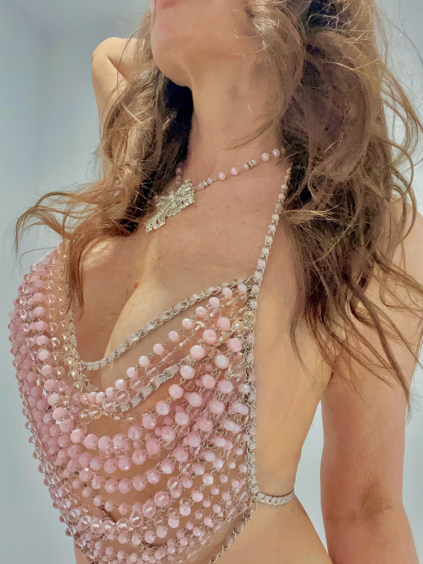“Pretty In Pink” Crystal Halter