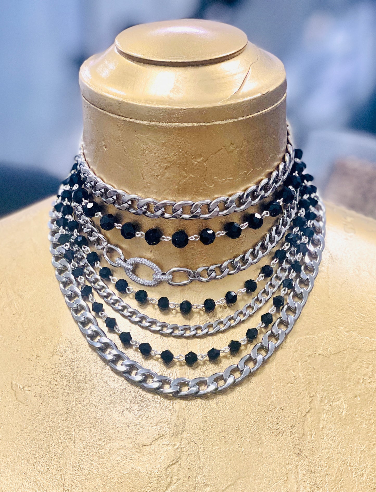 “7 Seals” Crystal & Chain Choker