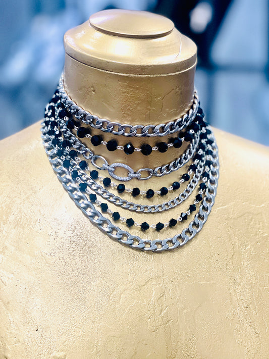 “7 Seals” Crystal & Chain Choker