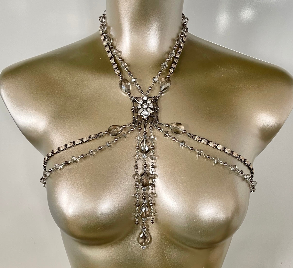 “Champagne Toast” Crystal Décolletage Harness