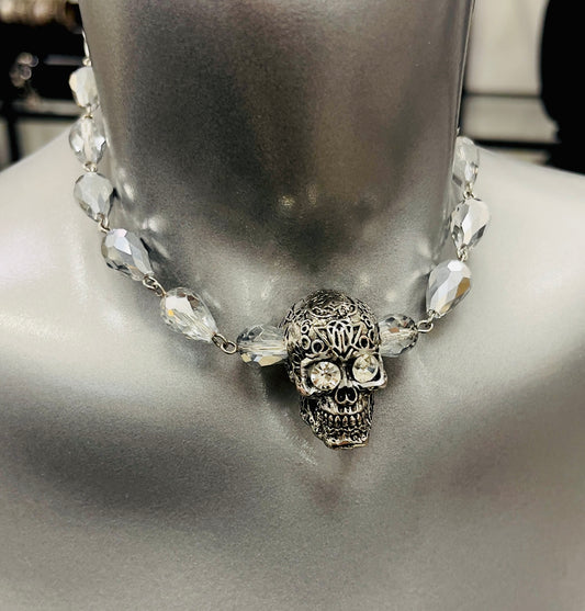 Teardrop Crystal Skull Choker
