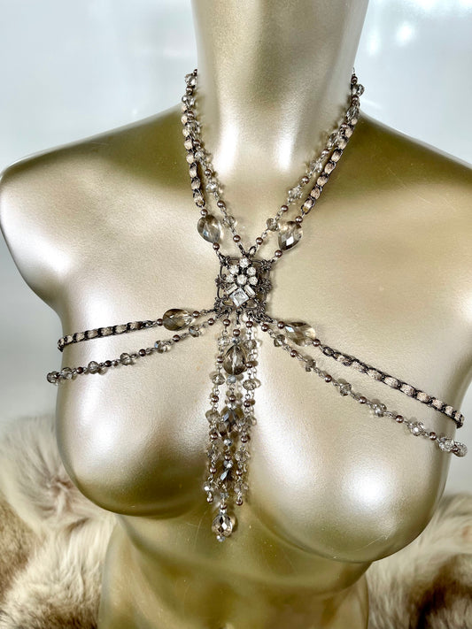 “Champagne Toast” Crystal Décolletage Harness