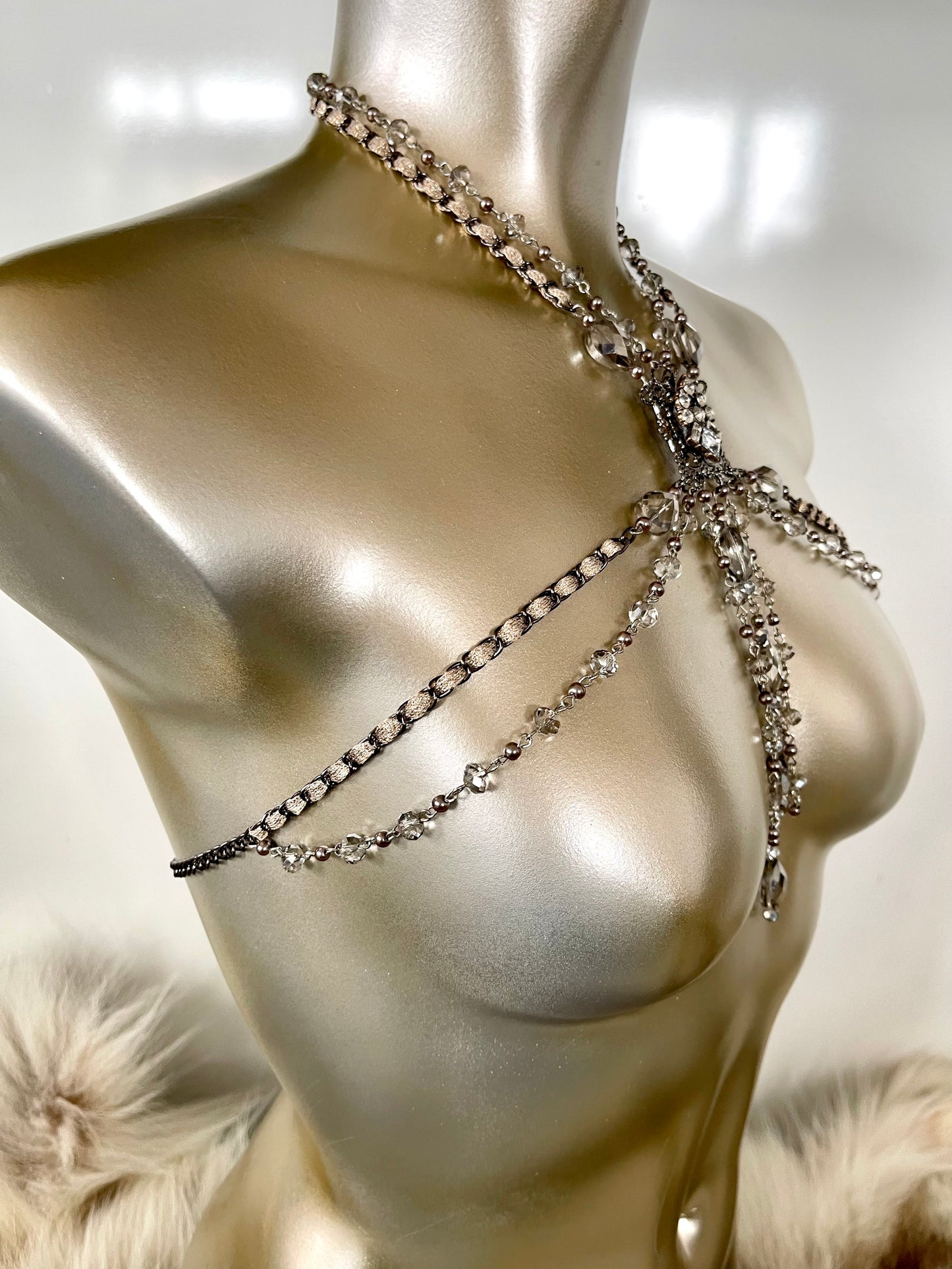 “Champagne Toast” Crystal Décolletage Harness