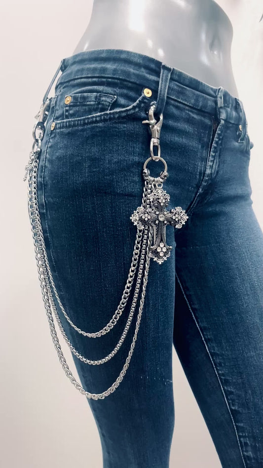 3 Strand Gunmetal Chain Belt